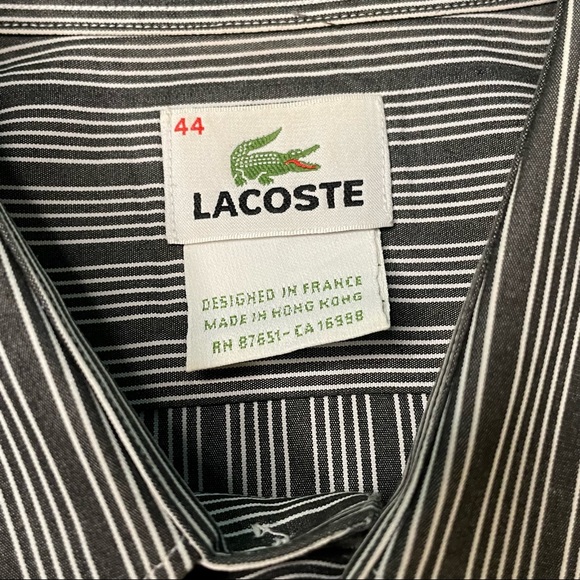 Lacoste Mens Size XL Super Sharp Stripped Button Up Shirt Size 44 - Picture 4 of 6